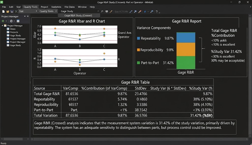 Minitab Destekli İstatistiksel Analiz Eğitimleri – Ders 2/9 [Gage R&R Analizi]