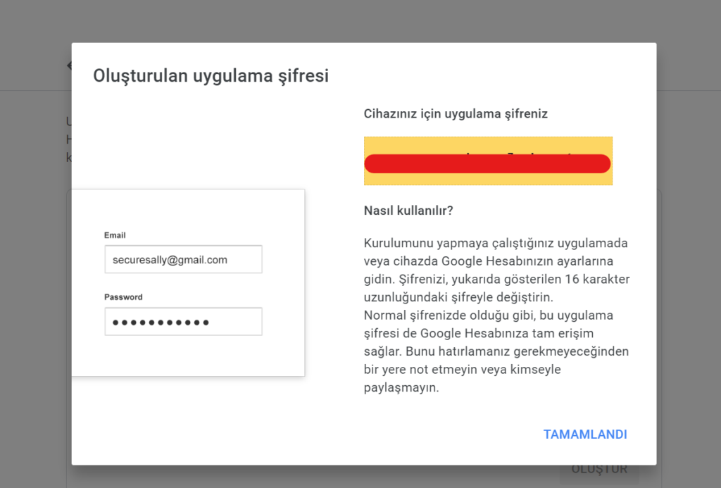 Şekil-2: Uygulama Şifresi